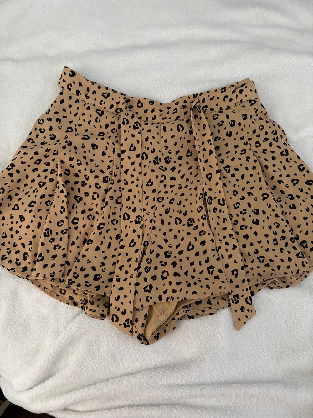 Sunday Best Tan Leopard Print High-Waist Shorts